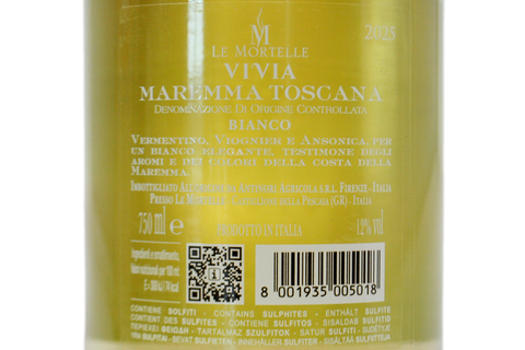 MAREMMA TOSCANA DOC BIANCO "VIVIA" 2025 - LE MORTELLE - ANTINORI