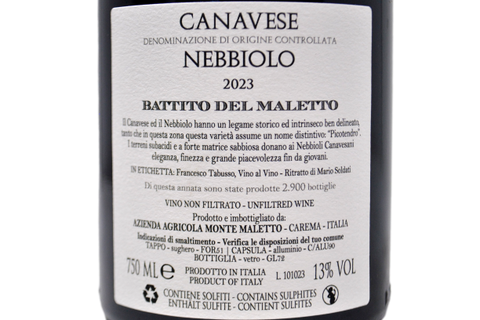 CANAVESE NEBBIOLO DOC "BATTITO DEL MALETTO" 2023 - MONTE MALETTO
