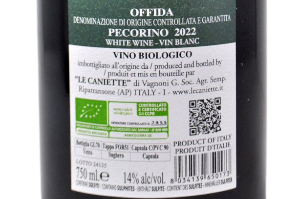 OFFIDA DOCG PECORINO BIO "IO SONO GAIA..." 2022 - LE CANIETTE
