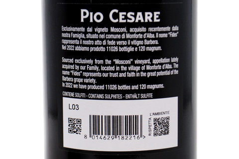 BARBERA D'ALBA SUPERIORE DOC "FIDES VIGNA MOSCONI" 2022 - PIO CESARE