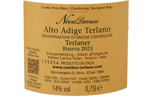 ALTO ADIGE TERLANER DOC RISERVA "NOVA DOMUS" 2023 - TERLANO