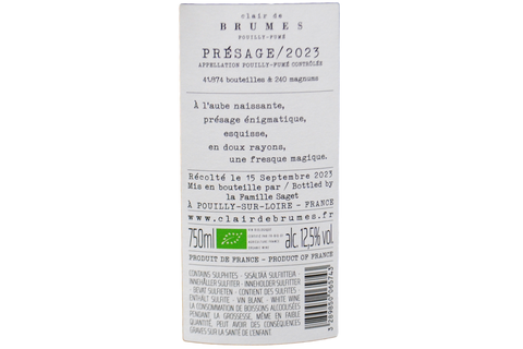 POUILLY-FUMÉ BIO "PRÉSAGE" 2023 - CLAIR DE BRUMES