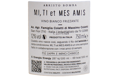 ARRISTO BOMBA VINO BIANCO FRIZZANTE "MI, TI ET MES AMIS" - MASSIMO COLETTI