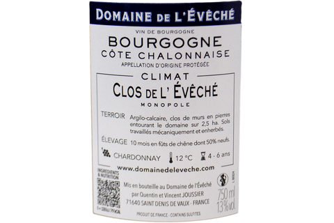 BOURGOGNE CÔTE CHALONNAISE CHARDONNAY "CLOS DE L'ÉVÊCHÉ MONOPOLE" 2024 - DOMAINE DE L'ÉVÊCHÉ
