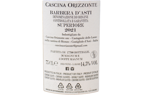 BARBERA D'ASTI SUPERIORE DOCG 2021 - CASCINA ORIZZONTE