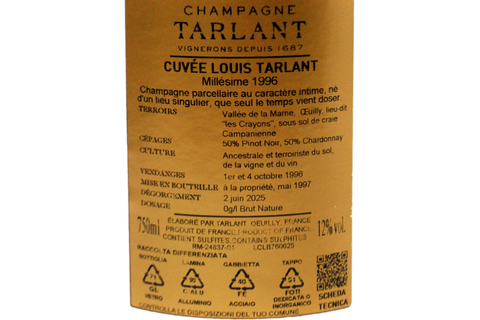CHAMPAGNE BRUT NATURE "CUVÉE LOUIS TARLANT" 1996 - TARLANT