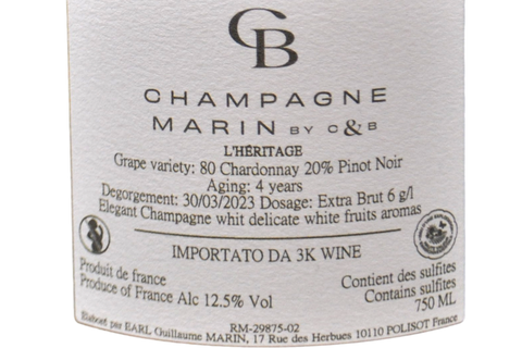 CHAMPAGNE EXTRA BRUT "L'HERITAGE" - MARIN BY C & B