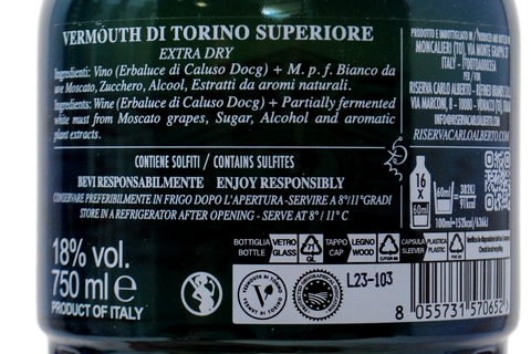 VERMOUTH DI TORINO WHITE SUPERIORE RISERVA "CARLO ALBERTO" EXTRA DRY - CARLO ALBERTO