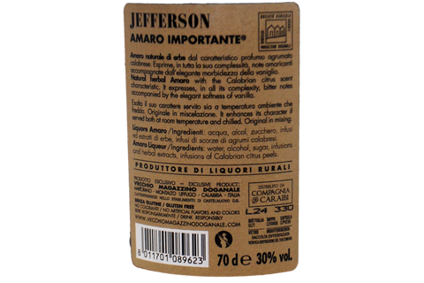 AMARO IMPORTANTE "JEFFERSON 1871" - VECCHIO MAGAZZINO DOGANALE