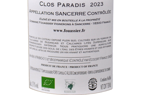 SANCERRE BLANC "CLOS PARADIS" 2023 - DOMAINE FOUASSIER