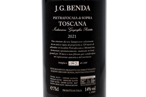 TOSCATA IGP "PIETRAFOCAIA DI SOPRA" 2021 - JOHN GREGORY BENDA