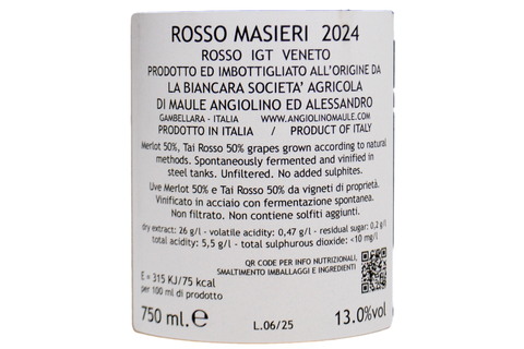ROSSO IGT VENETO "MASIERI" 2024 - LA BIANCARA - ANGIOLINO MAULE