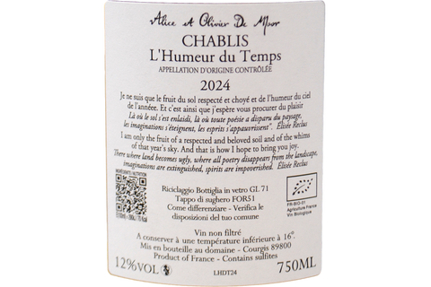 CHABLIS AOC "L'HUMEUR DU TEMPS" 2024 - DE MOOR