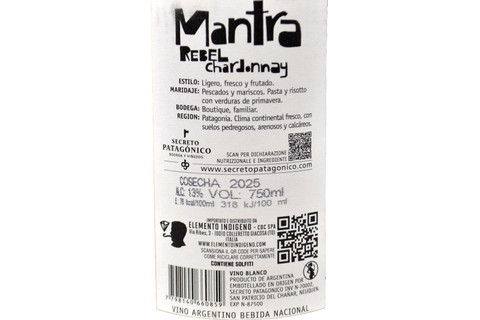 PATAGONIA CHARDONNAY "REBEL MANTRA" 2025 - BODEGA SECRETO PATAGONICO