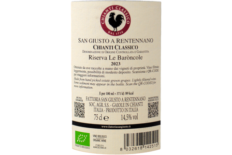 CHIANTI CLASSICO DOCG RISERVA BIO "LE BARÒNCOLE" 2023 - SAN GIUSTO A RENTENNANO