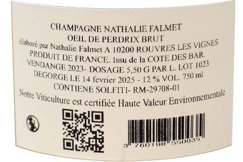CHAMPAGNE BRUT BLANC DE NOIRS "OEIL DE PERDRIX" - NATHALIE FALMET