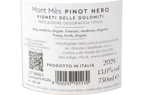 VIGNETI DELLE DOLOMITI IGT PINOT NERO "MONT MES" 2024 - CASTELFEDER