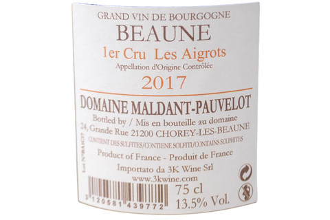 GRAND VIN DE BOURGOGNE BEAUNE PREMIER CRU "LES AIGROTS" 2017 - DOMAINE MALDANT PAUVELOT