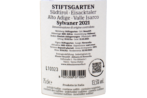 ALTO ADIGE - VALLE ISARCO DOC SYLVANER "STIFTSGARTEN" 2021 - ABBAZIA DI NOVACELLA