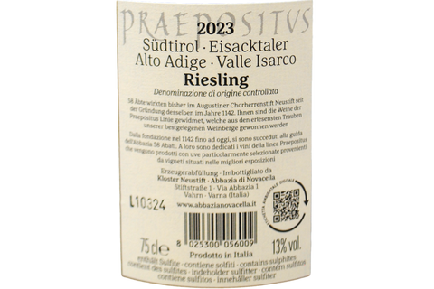 ALTO ADIGE - VALLE ISARCO DOC RIESLING "PRAEPOSITUS" 2023 - ABBAZIA DI NOVACELLA