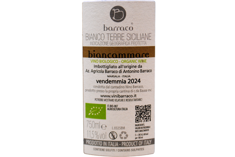 TERRE SICILIANE BIANCO IGT BIOLOGICO "BIANCAMMARE" 2024 - NINO BARRACO
