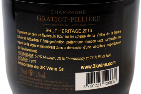 CHAMPAGNE BRUT "HERITAGE" 2013 - GRATIOT-PILLIÈRE