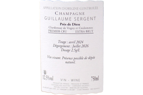 CHAMPAGNE BLANC DE BLANCS PREMIER CRU EXTRA BRUT "PRÈS DE DIEU" - GUILLAUME SERGENT