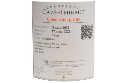 CHAMPAGNE BLANC DE BLANCS EXTRA BRUT "CHEMIN DES PLANTS" 2021 - CAZÉ THIBAUT