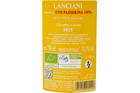 OFFIDA DOCG PASSERINA BIO "VERSANTE OVEST" 2025 - AGRICOLA LANCIANI