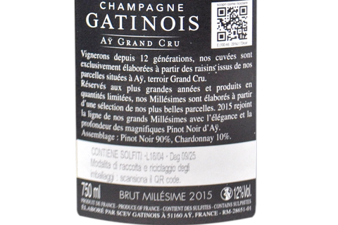 CHAMPAGNE AY GRAND CRU BRUT 2015 - GATINOIS
