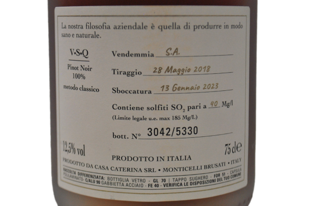 METODO CLASSICO ROSE PAS DOSE "CUVEE 60" - CASA CATERINA
