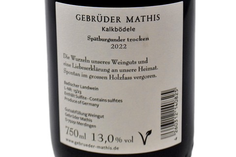 PINOT NERO SPATBURGUNDER KALKBODELE 2022 - GEBRUDER MATHIS