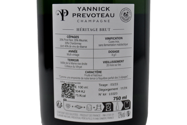 CHAMPAGNE BRUT "CUVÉE HÉRITAGE" - YANNICK PREVOTEAU