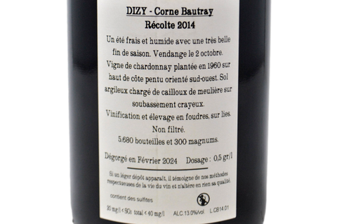 CHAMPAGNE EXTRA BRUT BLANC DE BLANCS A DIZY "CORNE BAUTRAY" 2014 - JACQUESSON