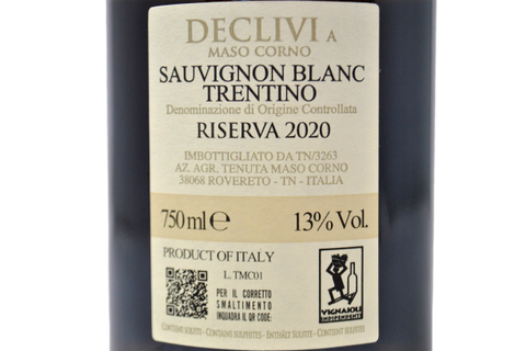 TRENTINO DOC SAUVIGNON BLANC RISERVA "DECLIVI A MASO CORNO" 2020 - TENUTA MASO CORNO