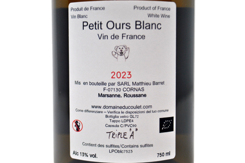 VIN DE FRANCE "PETIT OURS BLANC" 2023 - DOMAINE DE COULET
