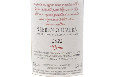 NEBBIOLO D'ALBA DOC "GIACU" 2022 - COGLI L'ATTIMO