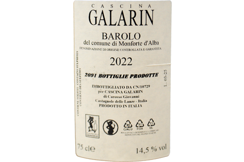 BAROLO DOCG DOC "COMUNE DI MONFORTE" 2022 - CASCINA GALARIN