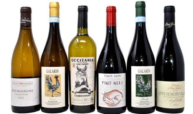 CHARDONNAY VS PINOT NERO - ITALIA VS FRANCIA - 6 BOTTIGLIE