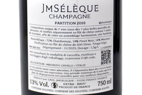 CHAMPAGNE EXTRA BRUT "PARTITION 7 PARCELLES" 2018 - J-M SÉLÈQUE