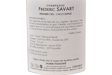 CHAMPAGNE PREMIER CRU EXTRA BRUT "L'ACCOMPLIE" - FREDERIC SAVART