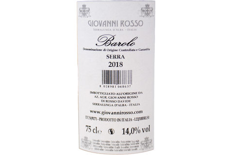 BAROLO DOCG "SERRA" 2018 - GIOVANNI ROSSO