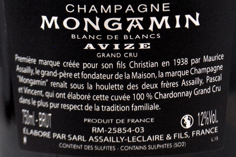 CHAMPAGNE GRAND CRU À AVIZE BLANC DE BLANCS "MONGAMIN" - ASSAILLY