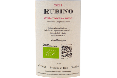COSTA TOSCANA ROSSO IGT "RUBINO" 2021 - BULICHELLA