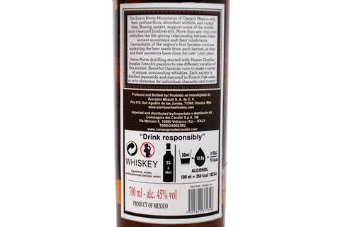 MEXICAN WHISKEY SINGLE BARREL MADE WITH NATIVE OAXACAN RAINBOW CORN - SIERRA NORTE