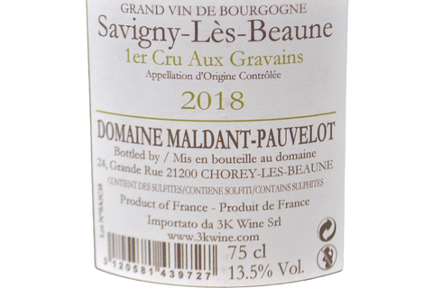 SAVIGNY-LES-BEAUNE BLANC PREMIER CRU "AUX GRAVAINS" 2018 - DOMAINE MALDANT PAUVELOT