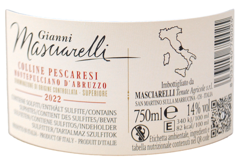 COLLINE PESCARESI MONTEPULCIANO D'ABRUZZO SUPERIORE DOC 2022 - GIANNI MASCIARELLI