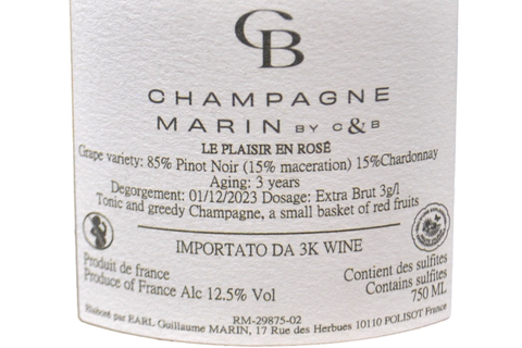CHAMPAGNE EXTRA BRUT ROSÉ "LE PLAISIR EN ROSE" - MARIN BY C & B