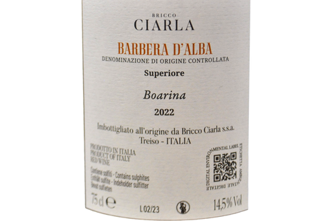 BARBERA D'ALBA SUPERIORE DOC “BOARINA” 2022 - BRICCO CIARLA