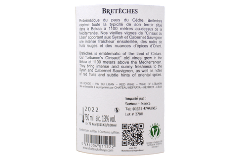 LIBANO VALLÉE DE LA BEKAA ROUGE "BRETÈCHES" 2022 - CHATEAU KEFRAYA